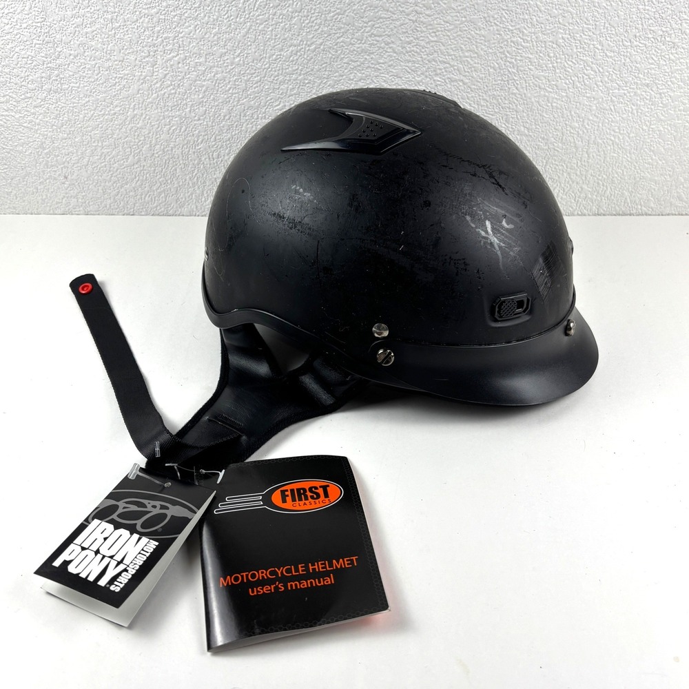 New First Classics Motorcycle Helmet Mens Medium Black FIH6861VNT DOT Half Shell